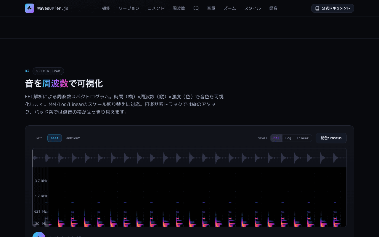 wavesurfer.js ショーケース（波形で魅せるWebオーディオ） スクリーンショット 1