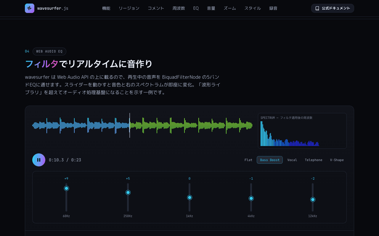 wavesurfer.js ショーケース（波形で魅せるWebオーディオ） スクリーンショット 2